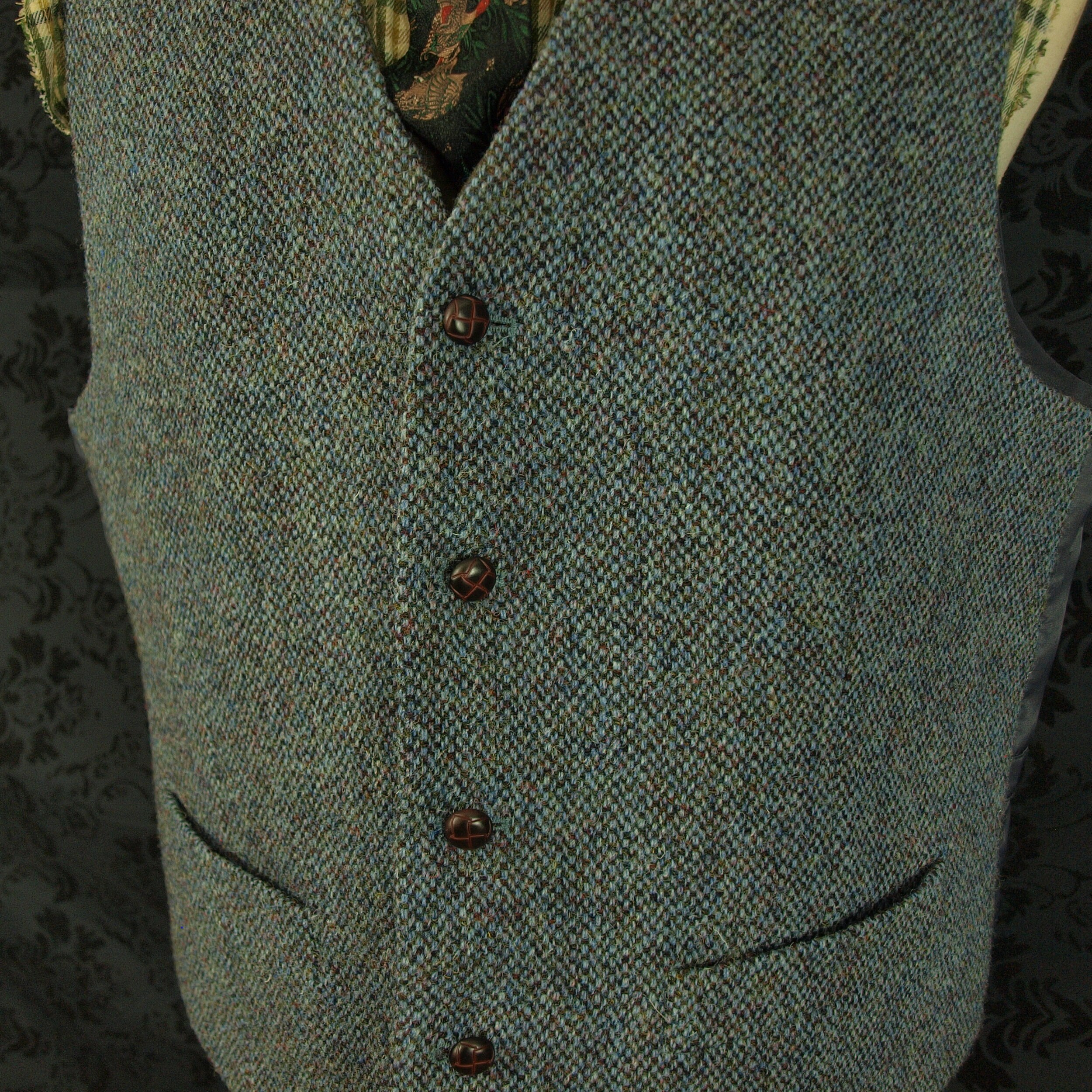 New Mens ewm Blue Harris Tweed Jacket and Waistcoat Set Size 46 Inch XL