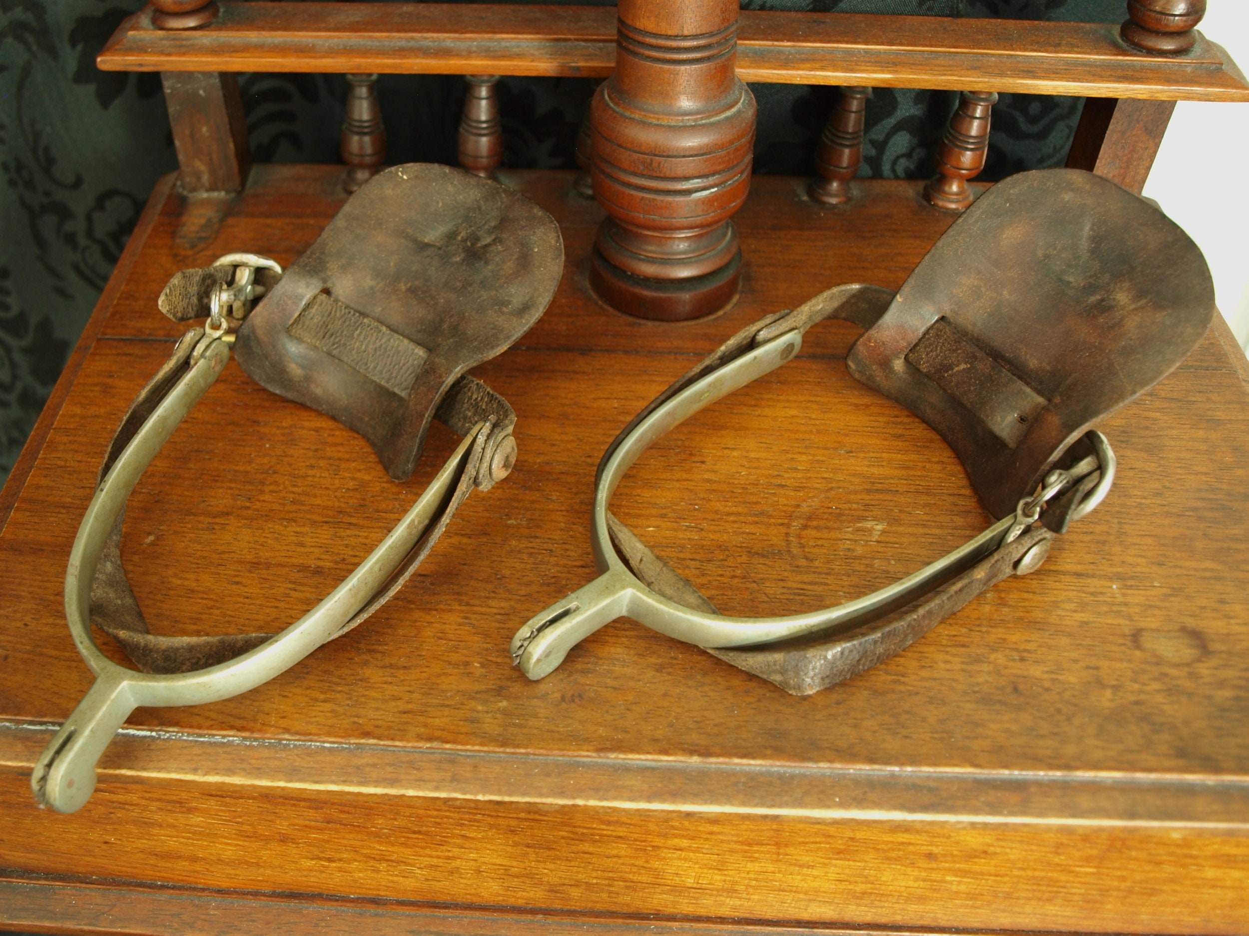 Vintage Antique WW2 Possibly Polo Riding spurs with leather Protectors