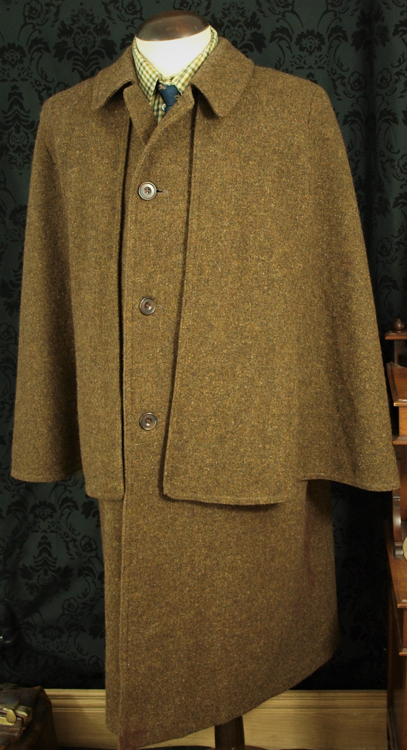 Sold..... Rare Mens Vintage Tweed Ulster or Inverness Cape Coat