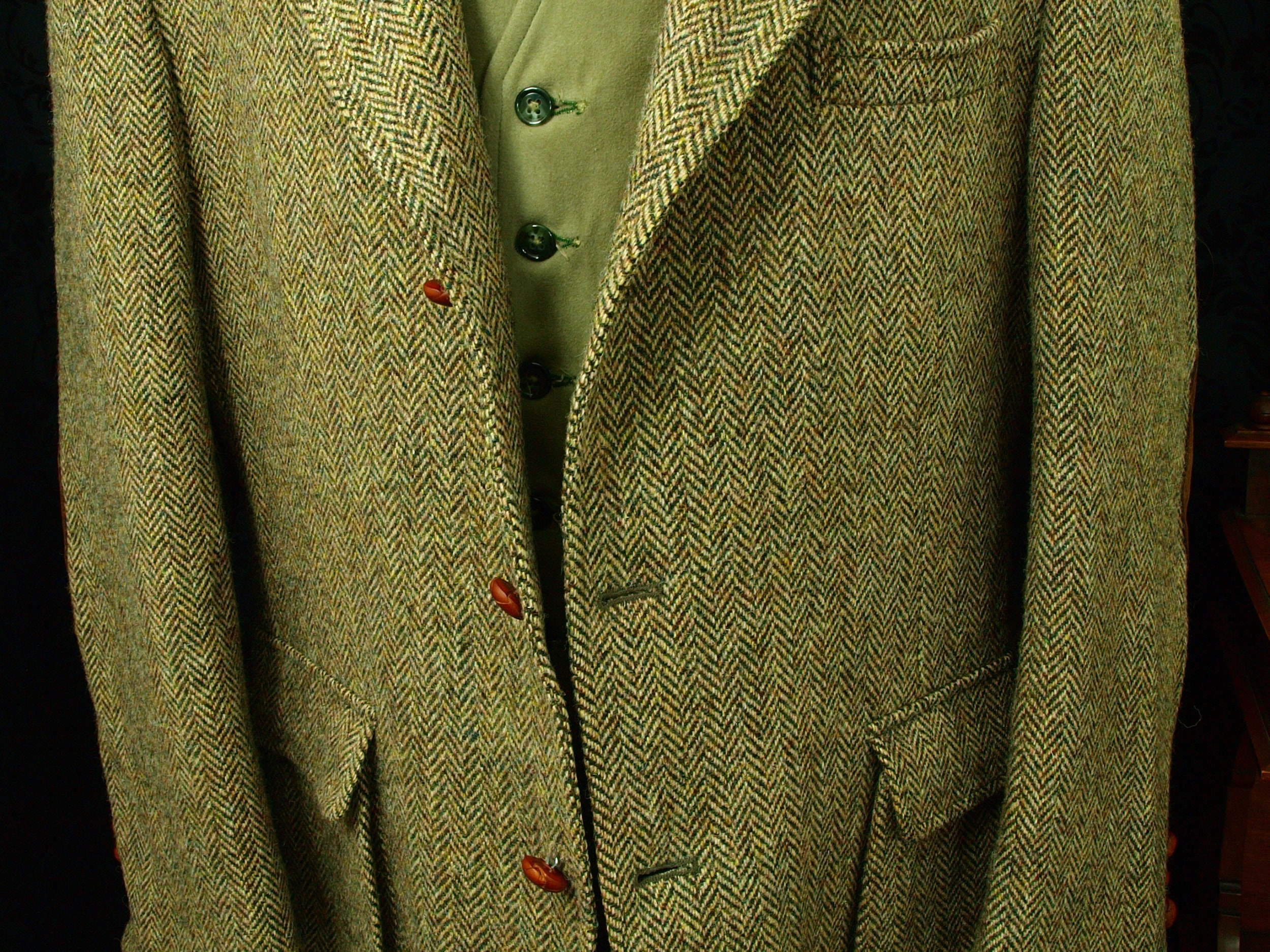 Mens Vintage Harris Tweed Orvis Norfolk Shooting Hunting Jacket Size 44 ...