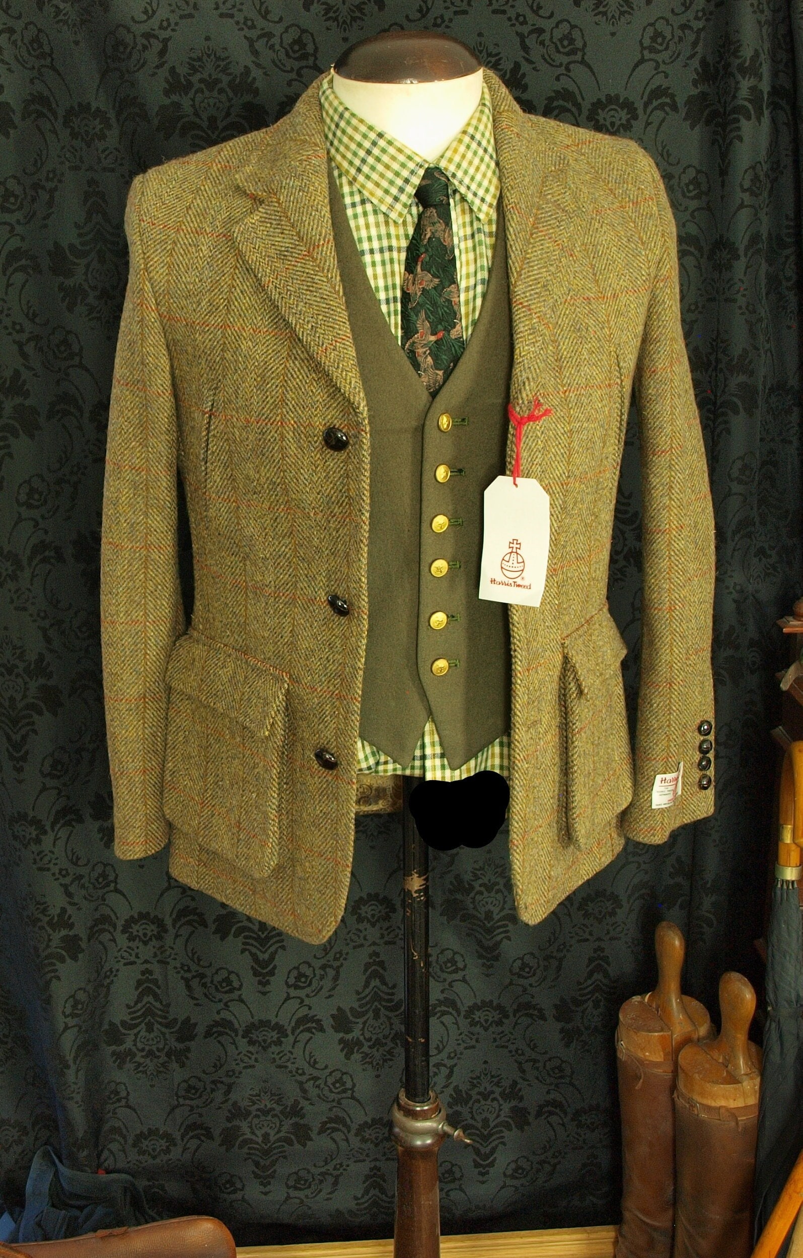 unused Mens Harris Tweed Norfolk Country Jacket in a Size 48 inch chest