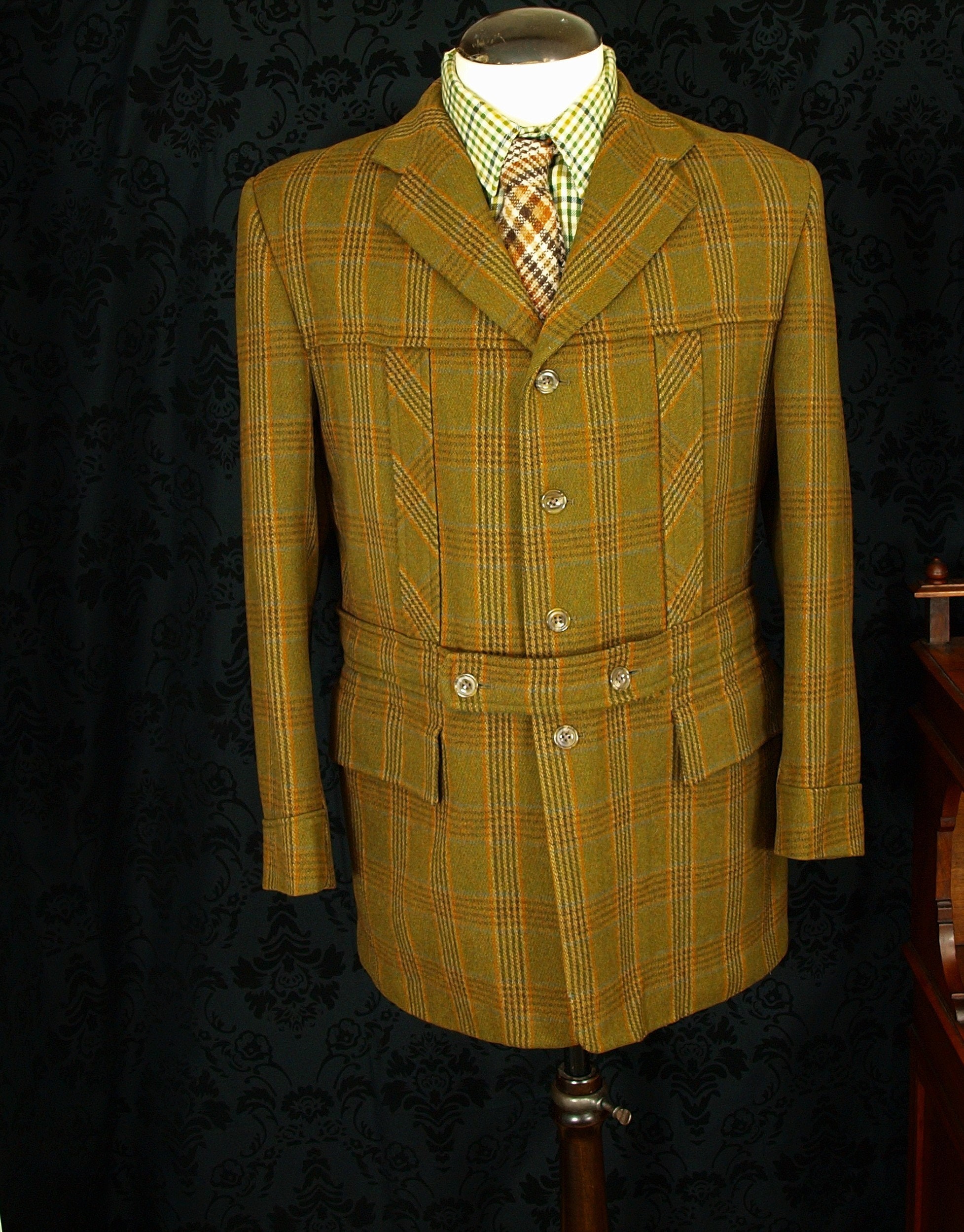 Superb Full Mens Tweed Norfolk Shooting Hunting Jacket Coat Sz 40 Med