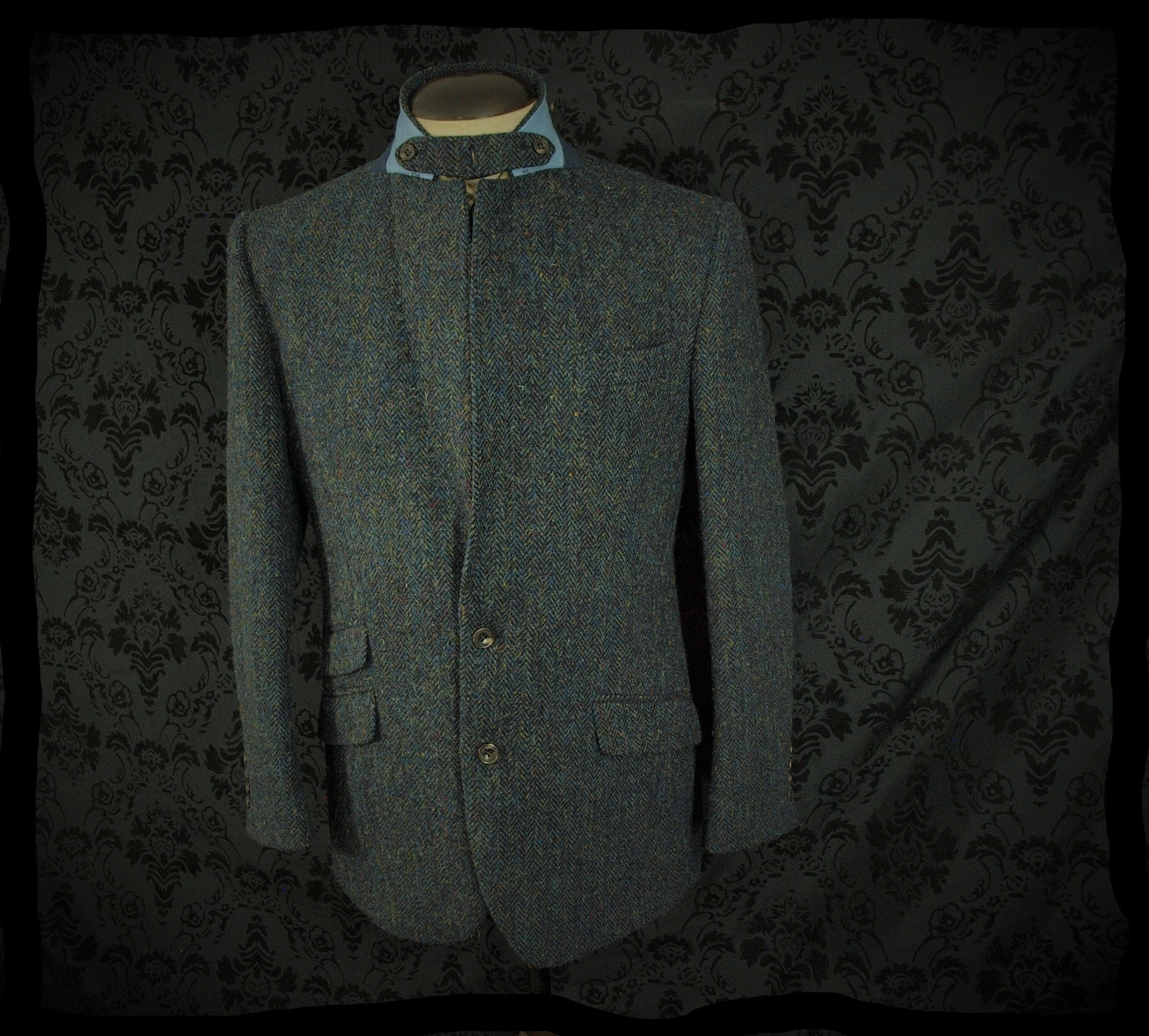 Mens Harris Tweed Marks and Spencer's Blue Jacket in a size 42 large