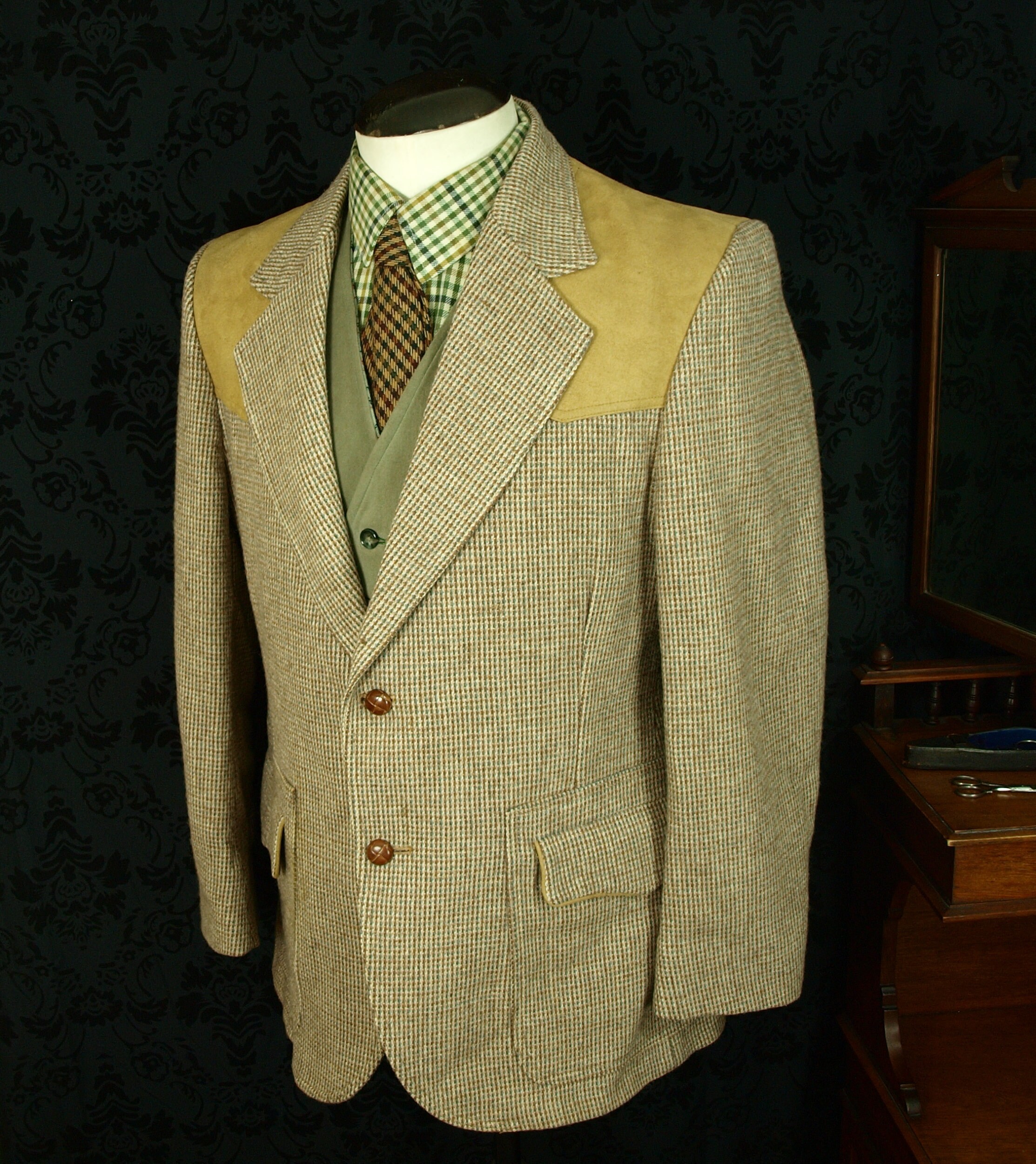 new item** Mens Pendleton Vintage Tweed & Suede Western Norfolk Jacket
