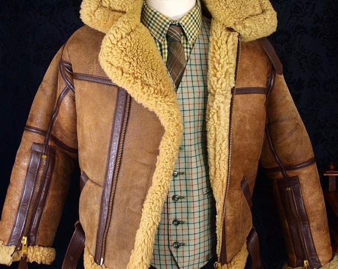 Sold......Superb Mens Genuine Irvin Sheepskin Leather Flying Jacket Coat Size slim 40 / 38