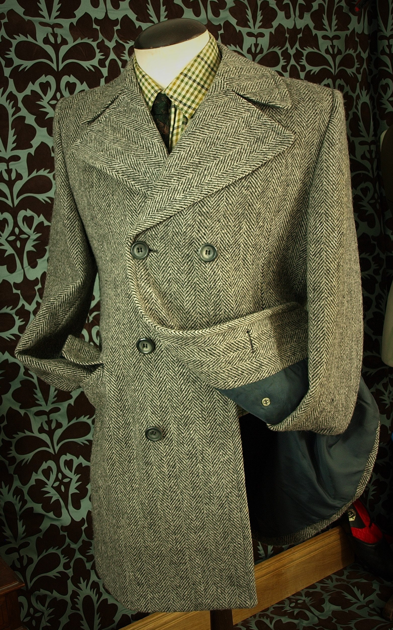 Mens Harris Tweed Double Breasted Vintage Marks and Spencers Coat ...