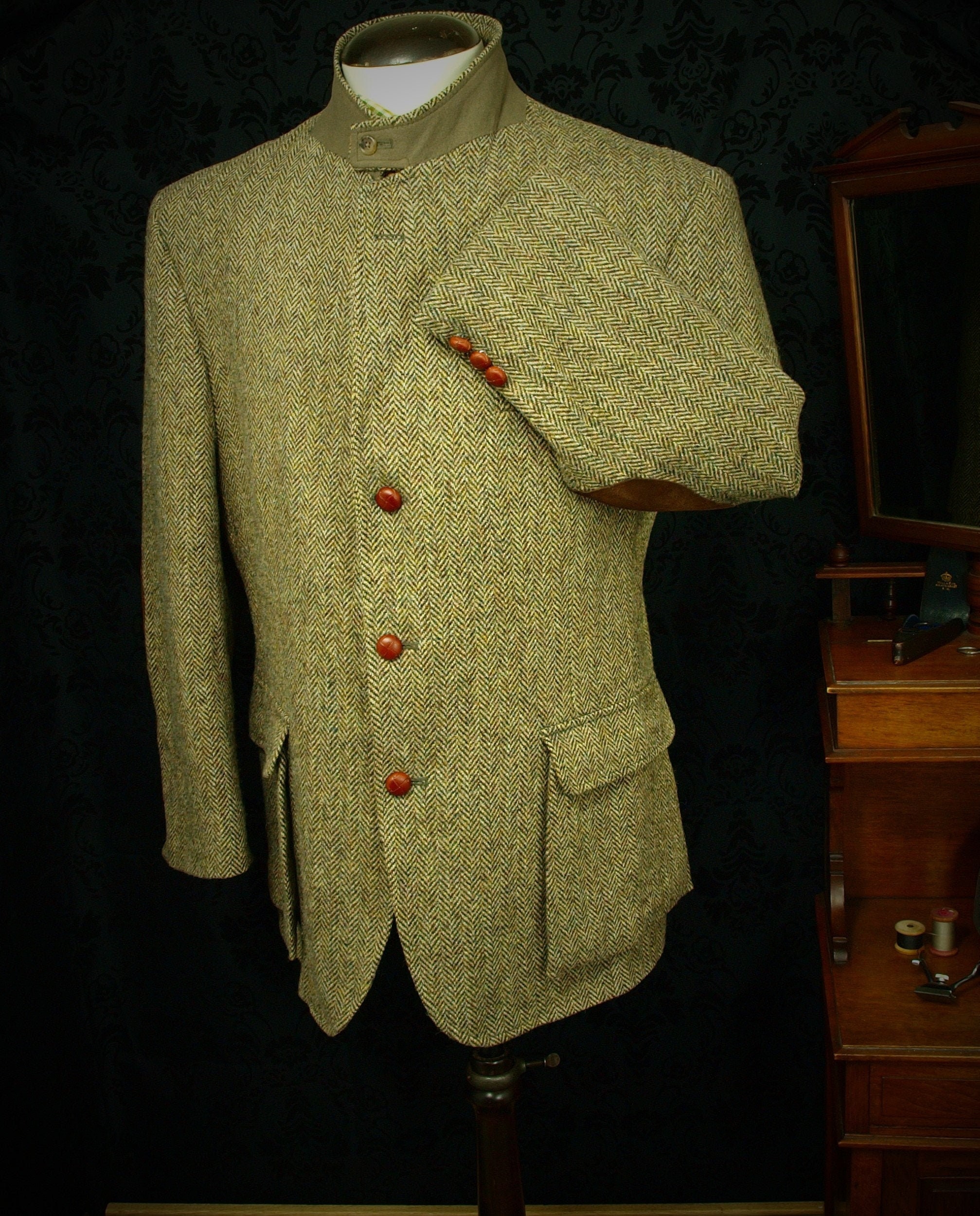 Mens Vintage Harris Tweed Orvis Norfolk Shooting Hunting Jacket Size 44