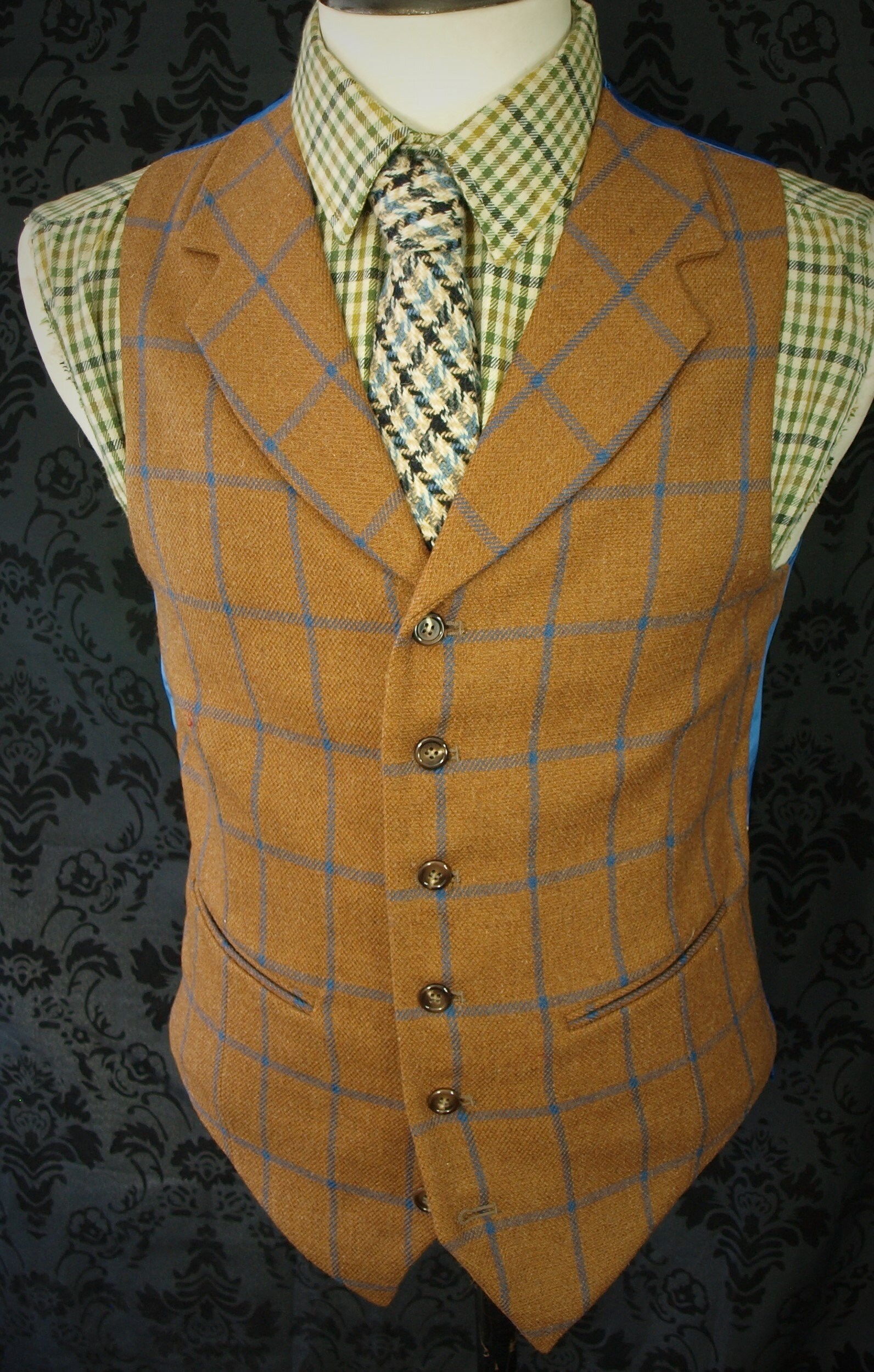 Bespoke Bookster Mens Tweed Waistcoat & Jacket Blazer Set 38 Small