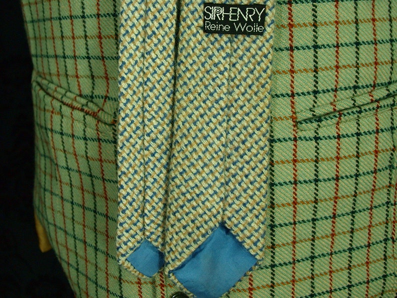 UK. Vintage Green Mens Tweed Wool Skinny Tie Excellent Quality /& Reviews