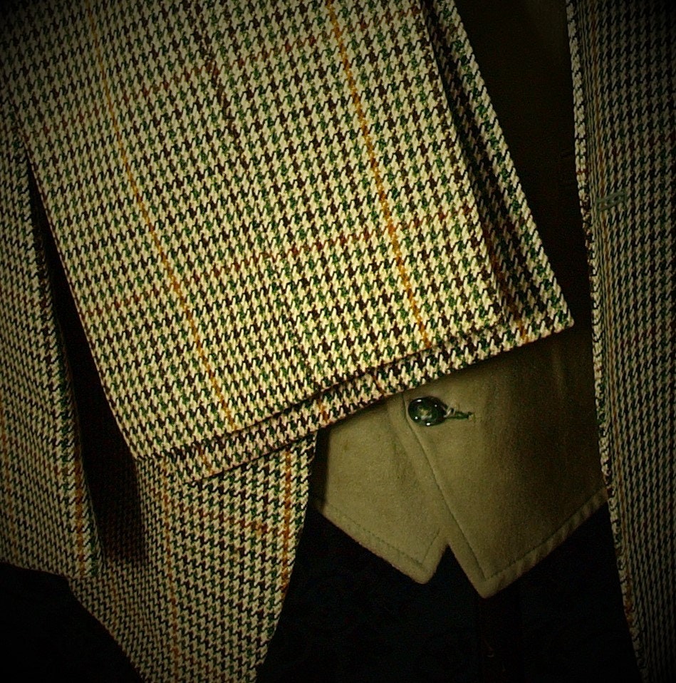 Rare Mens Vintage Tweed Genuine Hacking Jacket Suit Size 36 extra small