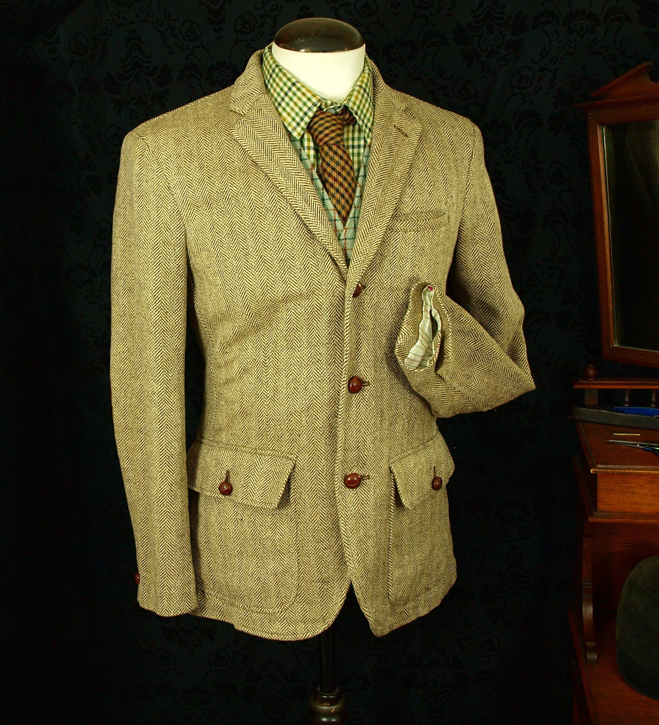 Great Mens Ralph Lauren Silk Linen Norfolk Shooting Jacket Blazer 38 slim 40