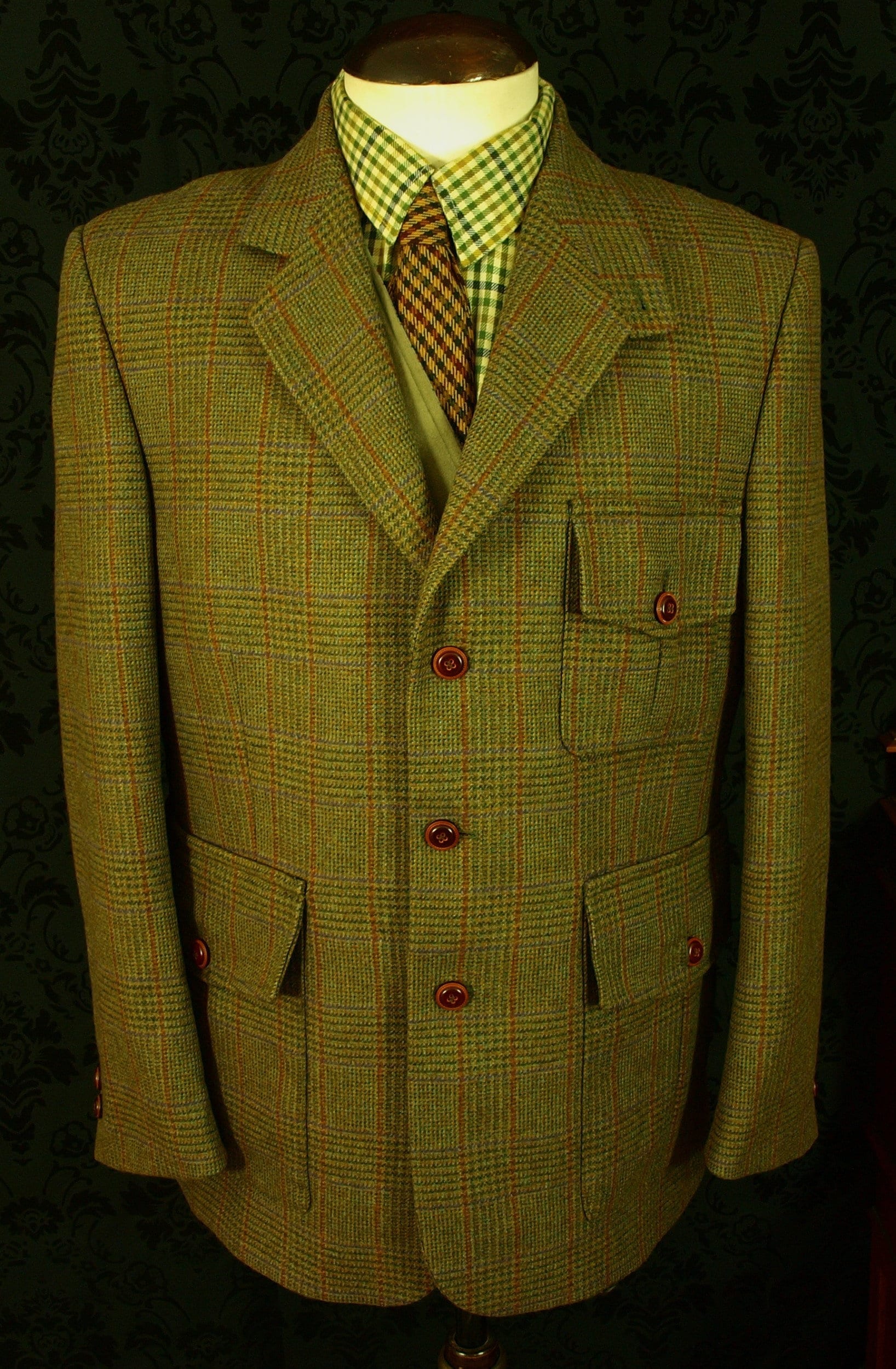 Mens Laksen Tweed Norfolk Country Jacket Blazer SIze 42 large