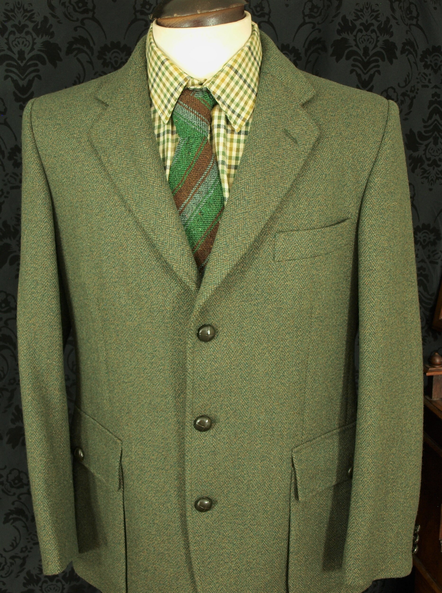 Mens Magee tailored Reid & Taylor Tweed Norfolk Hunting Jacket Blazer a size 40 medium or slim 