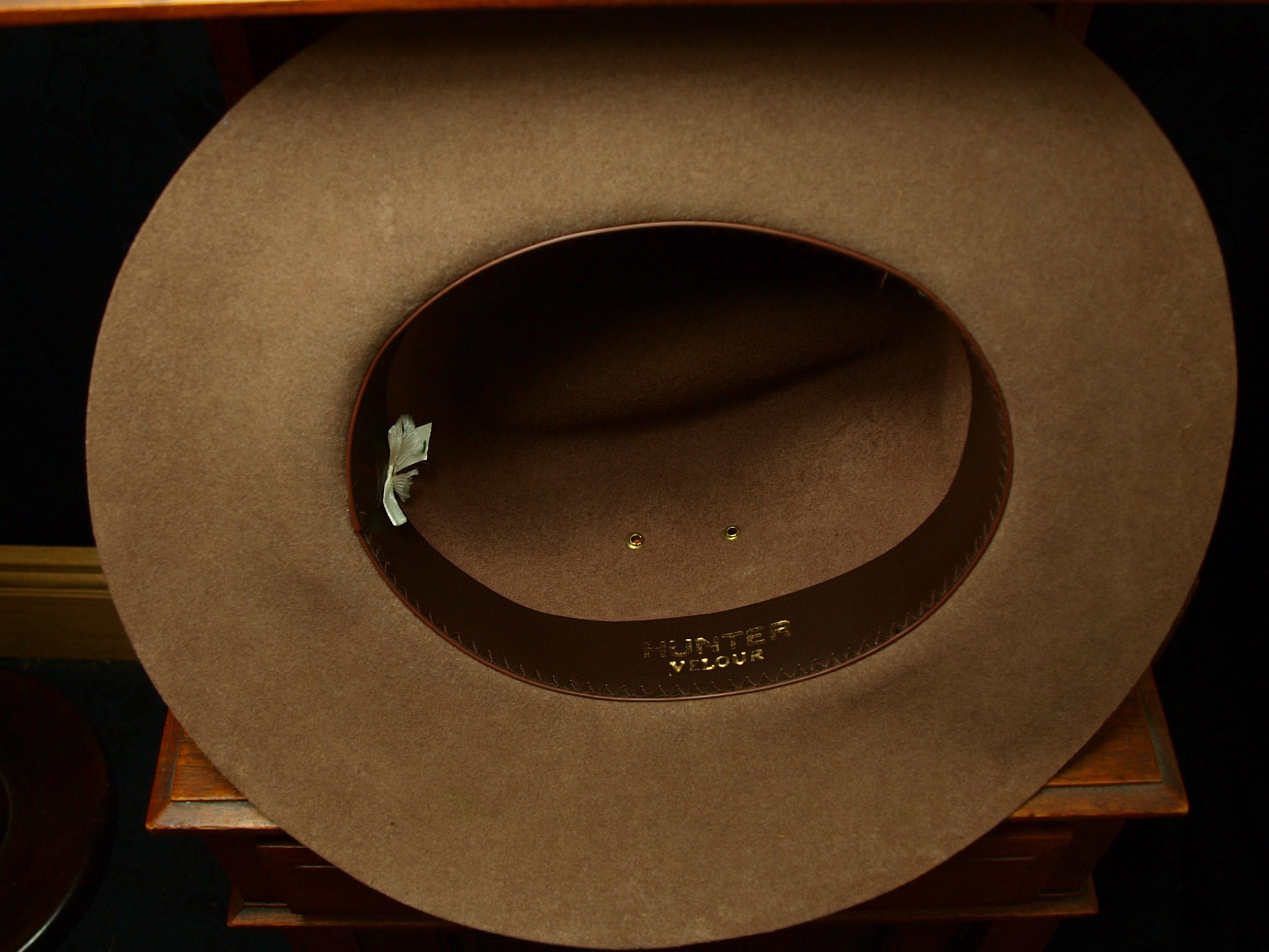 Mens Vintage Fedora Hat Hunter Velour Safari Leather Band Size Large