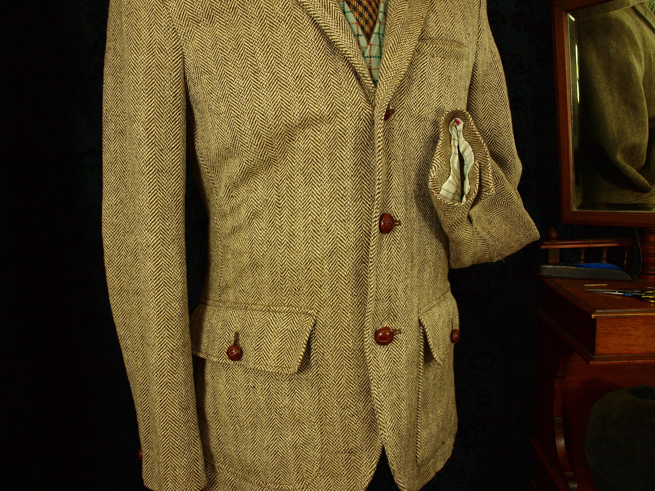 Great Mens Ralph Lauren Silk Linen Norfolk Shooting Jacket Blazer 38 slim 40
