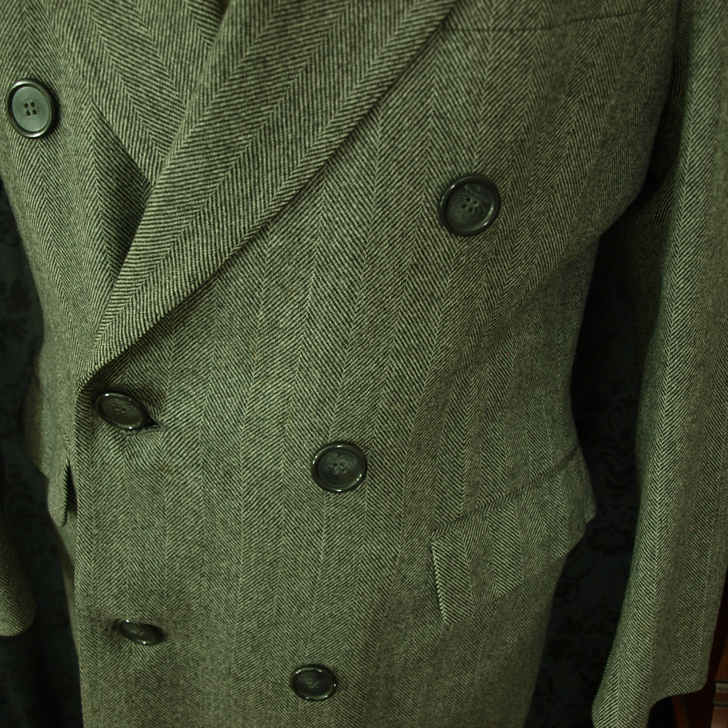 Good Mens Vintage Tweed Chesterfield Velvet Collar Coat Overcoat Size ...