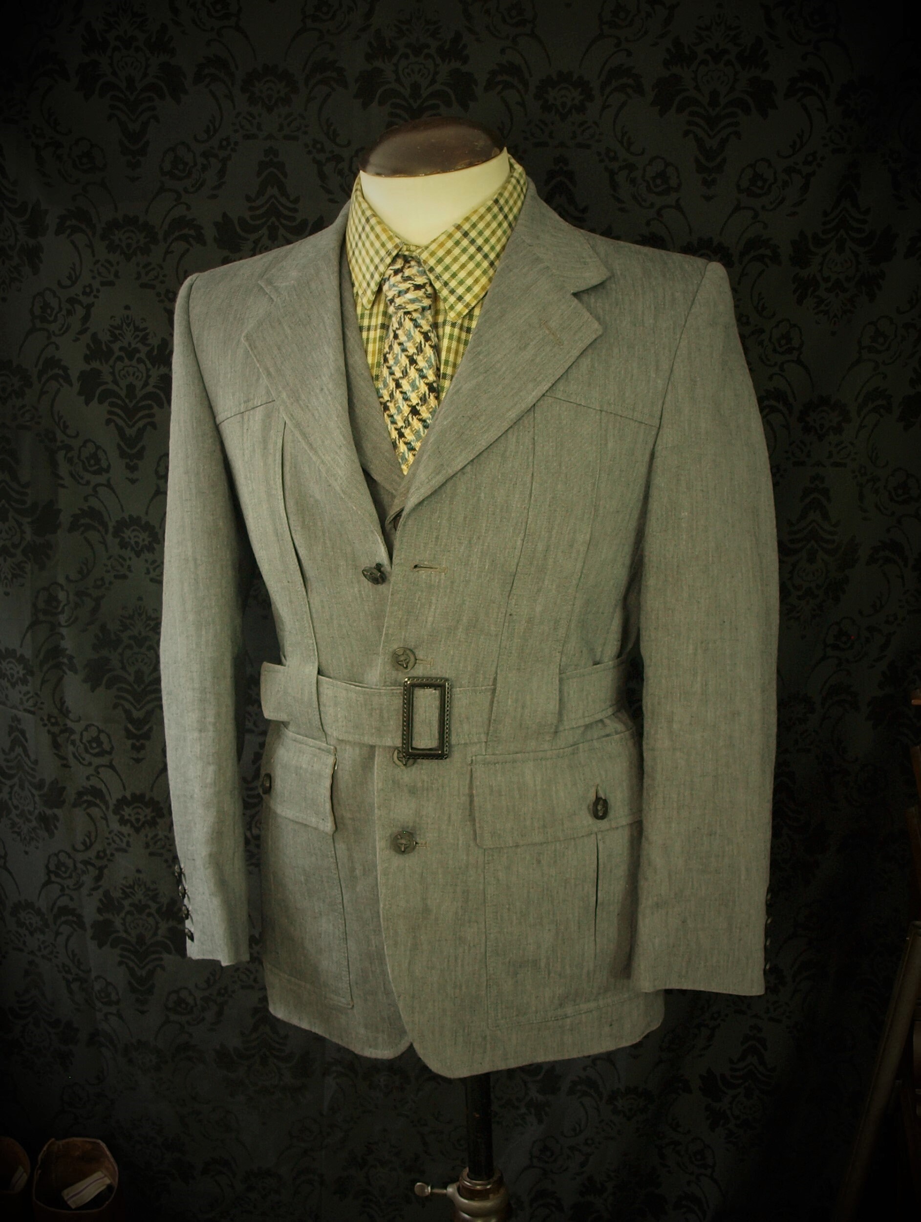 Bespoke Bookster Linen Vintage Shootiing Style Norfolk Jacket