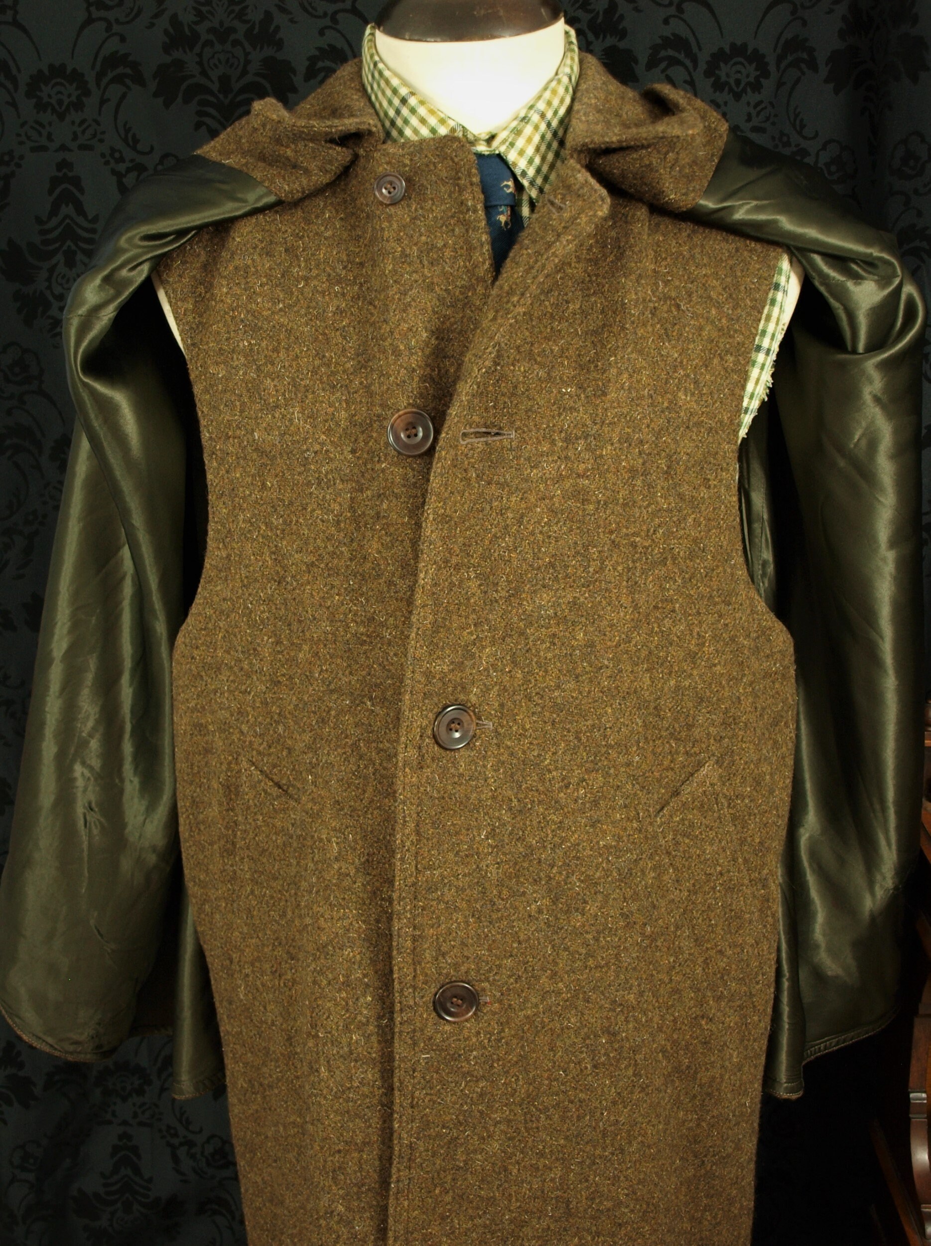 Sold..... Rare Mens Vintage Tweed Ulster or Inverness Cape Coat