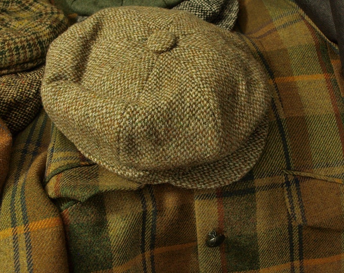 Two Vintage  Bakerboy  Harris style Tweed Cap in a size 54 cm Small 6 3/4 inch good names J S Wilson and Dunn co