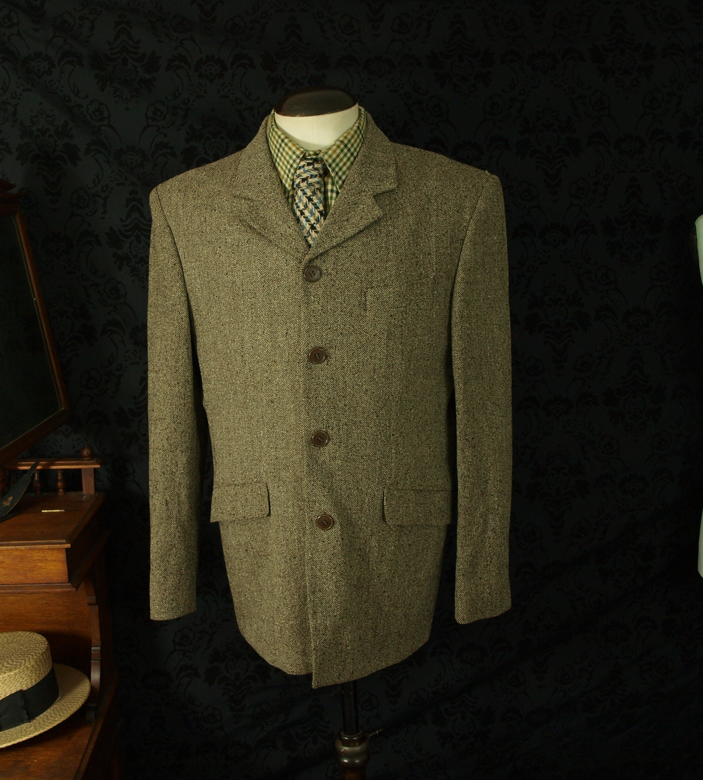 Mens Quality Jigsaw Traditional Vintage Style Tweed 4 Button High