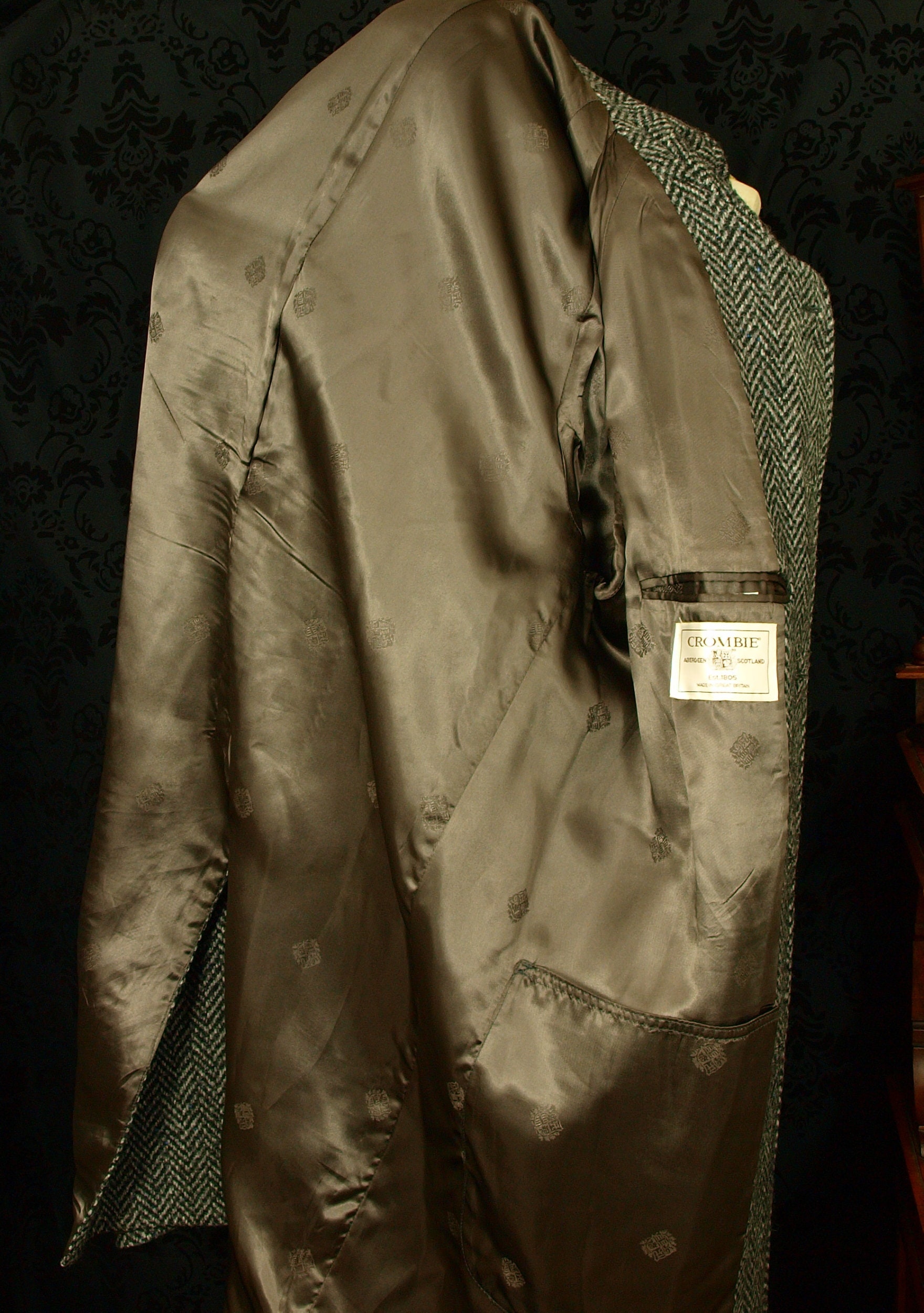 Good Mens Vintage Tweed Crombie Overcoat Coat Size 44 Large 46 XL