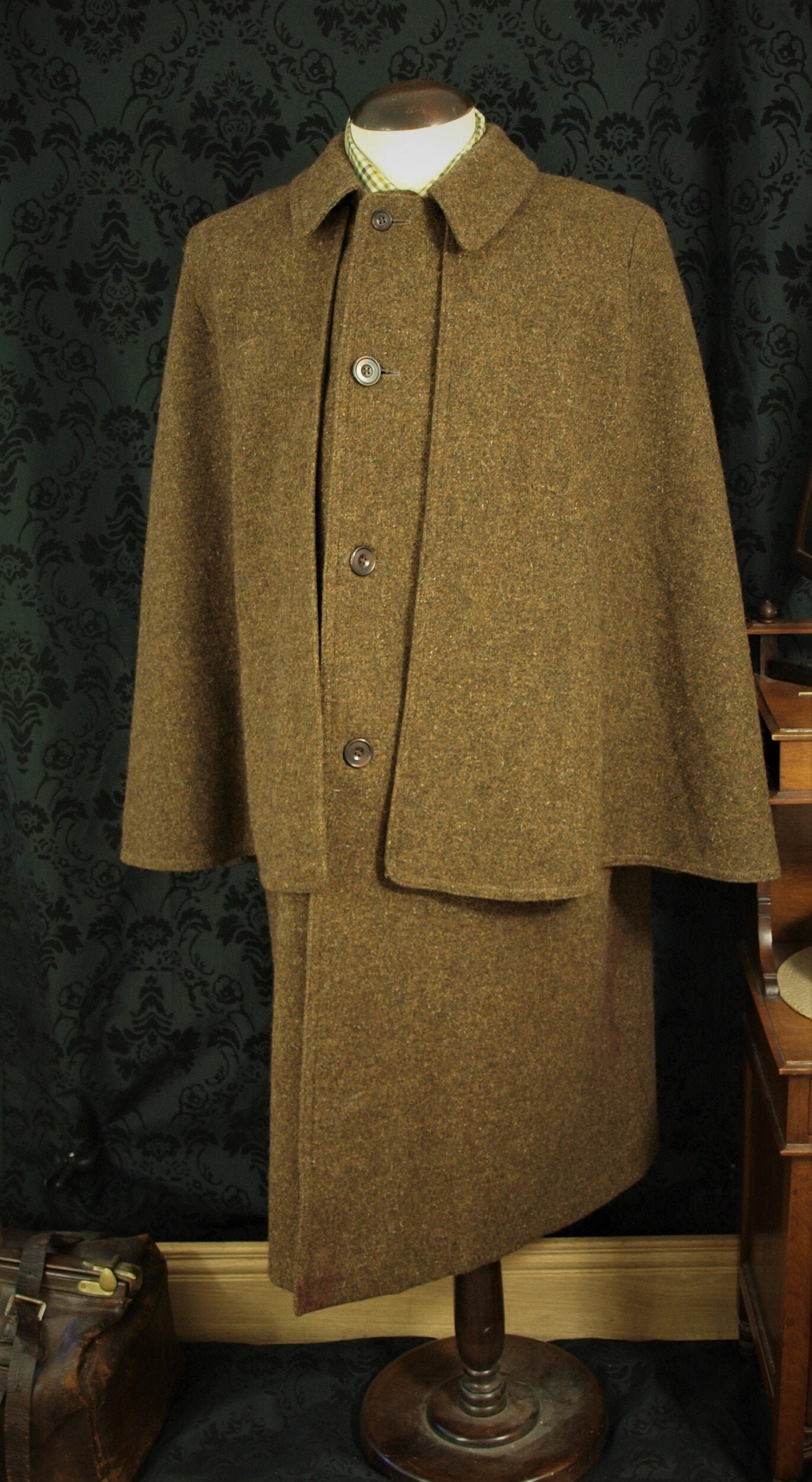 Sold..... Rare Mens Vintage Tweed Ulster or Inverness Cape Coat