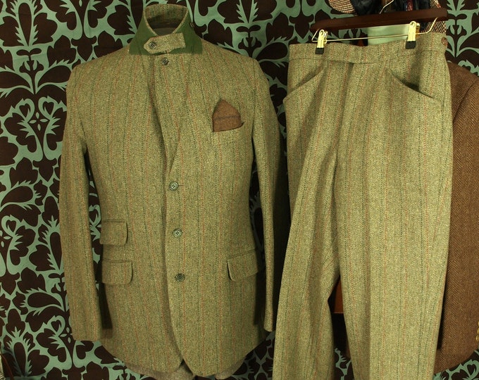 Mens 3 Piece Gen Derby Tweed Vintage Game Keeper  Suit in a Size 38 39 inch  Small 32 inch waist and 29 inch inside leg by John Brocklehurst