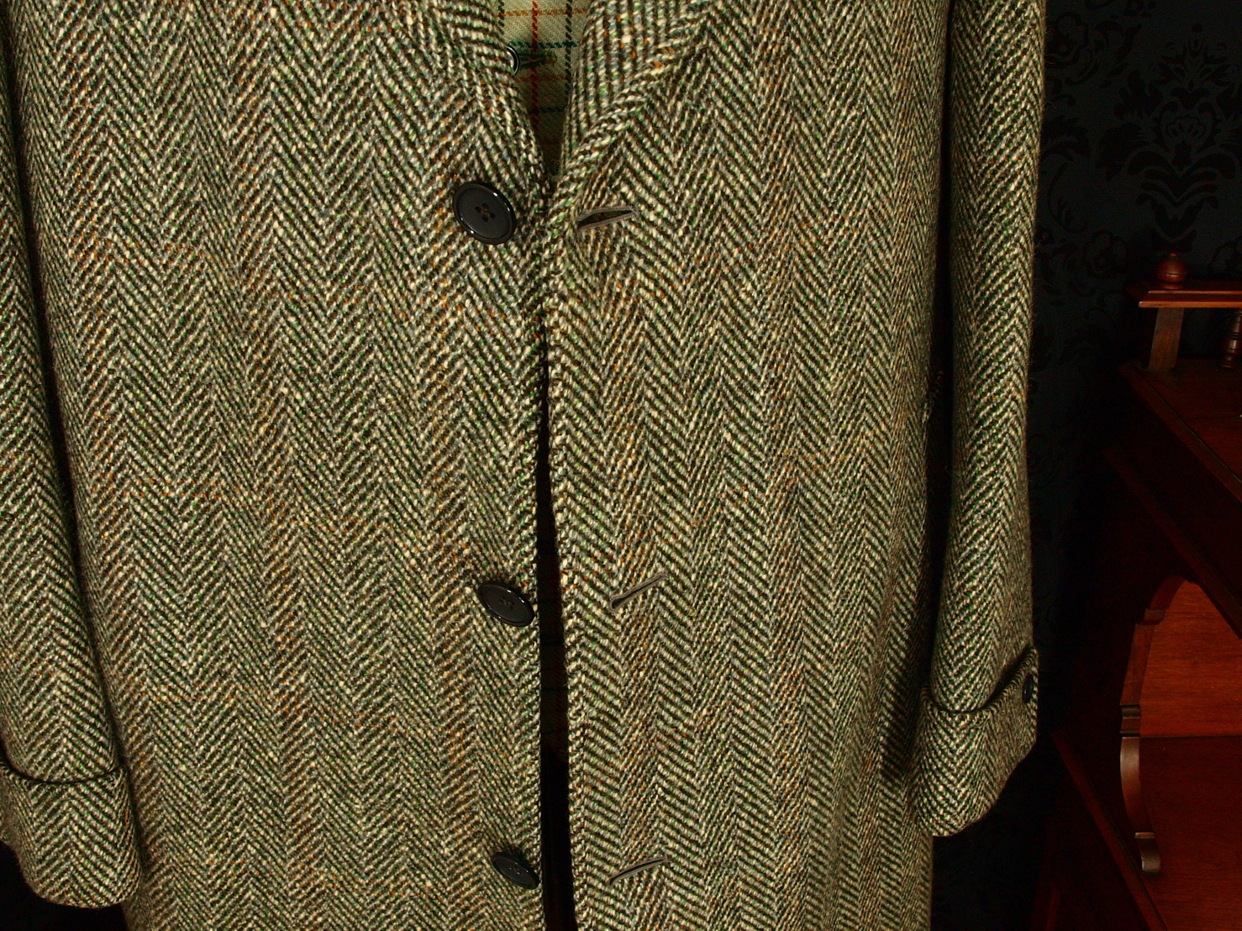Great Mens Vintage Tweed Crombie Coat Overcoat Tarton Inner Size 46 48