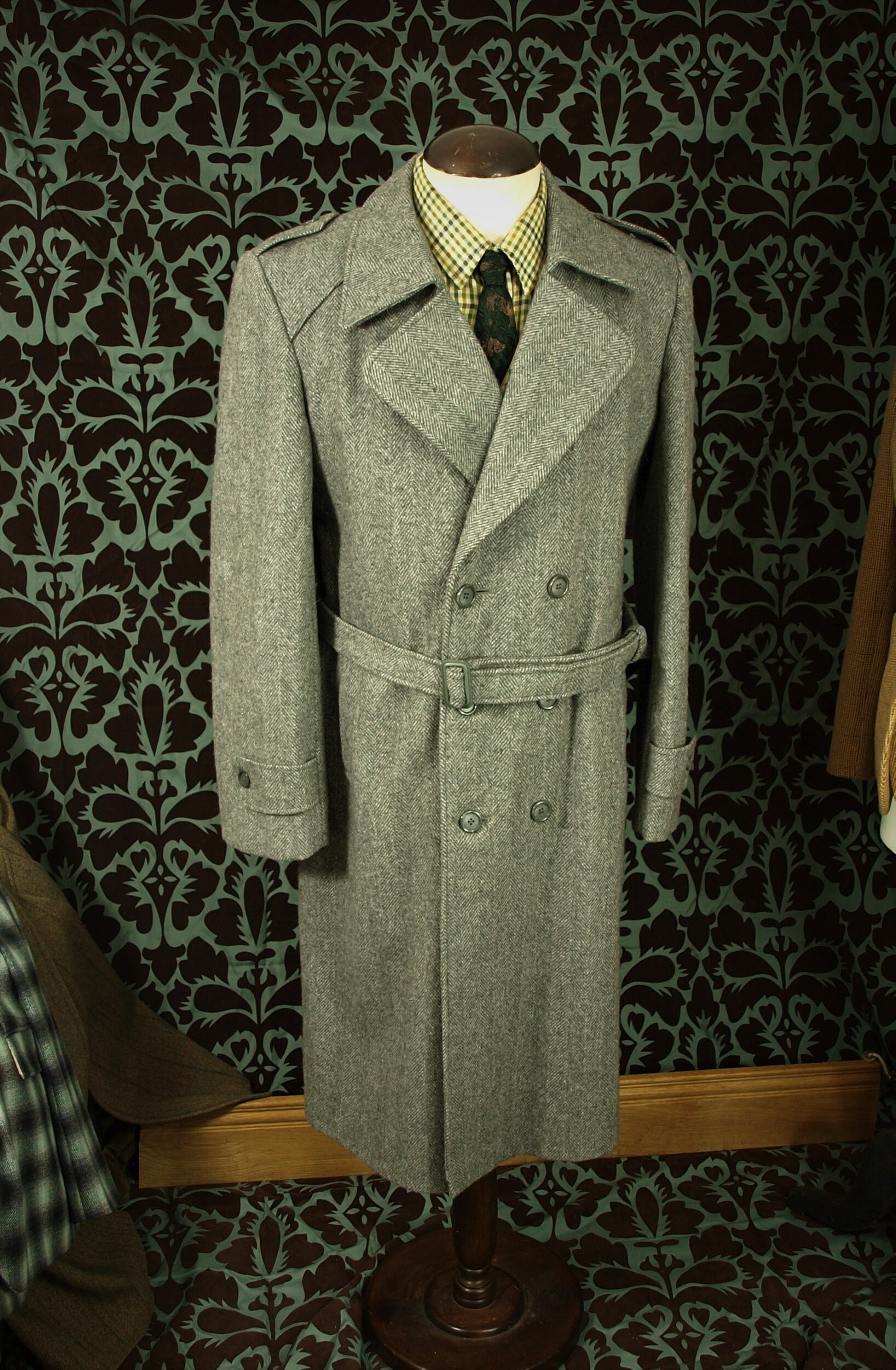 sold...Stunning Mens Vintage John Collier Grey Tweed Trench Coat ...