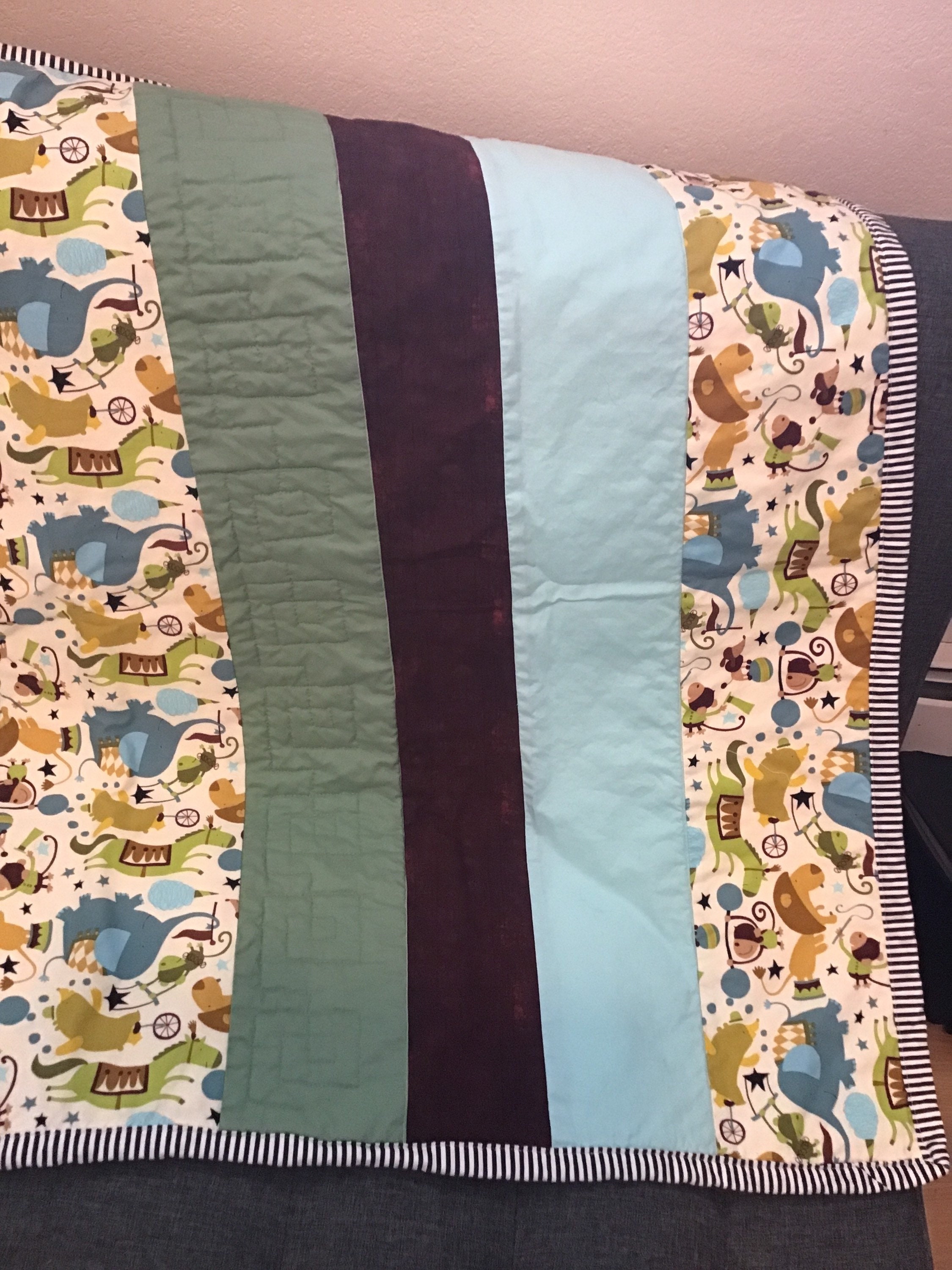 Circus baby quilt for strollercar seat Baby Blankets Home & Living