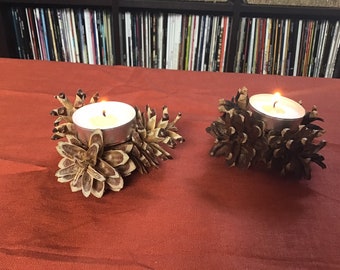 Pine cone tea candle holders
