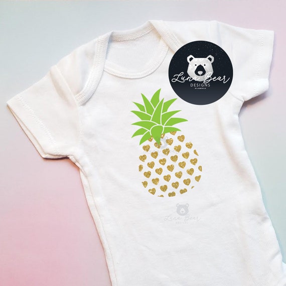Pineapple Baby Grow Tropical Fruit Newborn Bodysuit Present Gold Gift Shower New