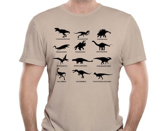Mens Dinosaur Silhouettes T-Shirt T-Rex Velociraptor Jurassic Nature Science