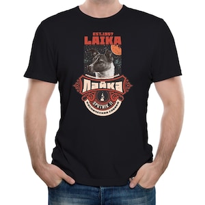 Laika the Space dog Russian Space Race Mens T-Shirt