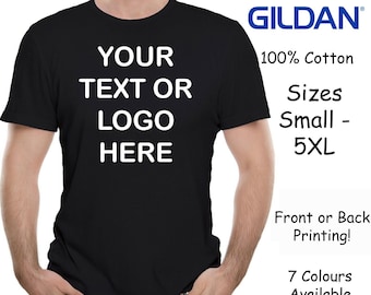 Custom Printed Men's Personalised Front or Back T-Shirt Photos and Text