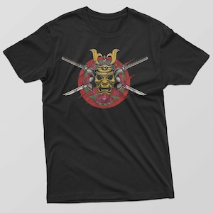 Mens Japanese Samurai Sword Face Mask T-Shirt Japan Anime Kitana Tokyo Ninja