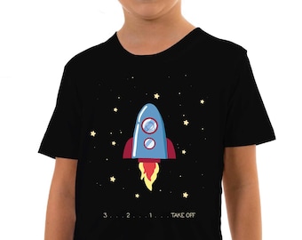 Kids Rocket Ship Take Off T-Shirt