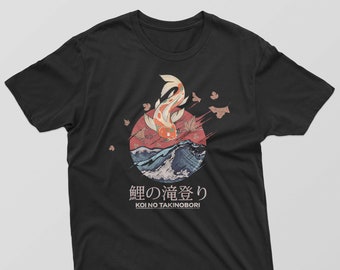 Hommes Koi Carpe Artistique Poisson T-Shirt T-Shirt Anime Art Kanji Tokyo Cool