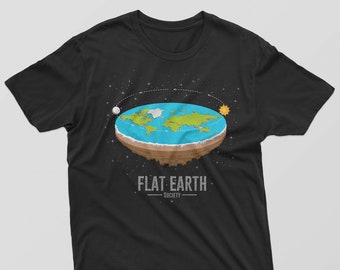 Mens Flat Earth Society Funny Conspiracy Space Globe World Investigate T-Shirt