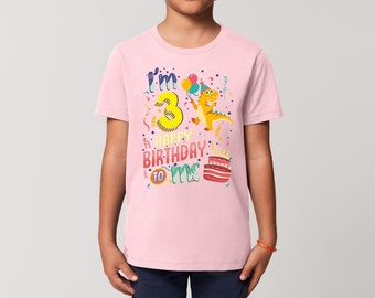 Kids I'm Three Happy Third Birthday T-Shirt Celebration Gift Boy Girl Party