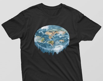 Reality Glitch Flat Earth Waterfall Hommes T-Shirt