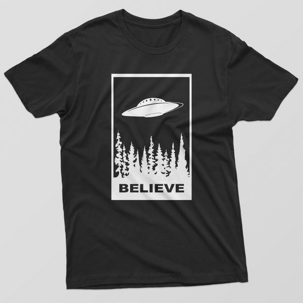 Reality Glitch Believe in UFOs Black Mens T-Shirt