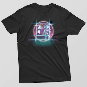 Koszulka męska Reality Glitch NASA Astronaut Moon Landing Neon Glow