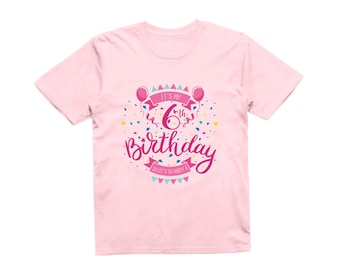Enfants C’est mon 6ème anniversaire T-Shirt Célébration Fête Cadeau Filles Sixième