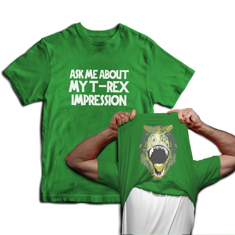 Ask Me About My T-Rex Impression Dinosaur Flip T-shirt pour homme Jurassic Déguisement image 3