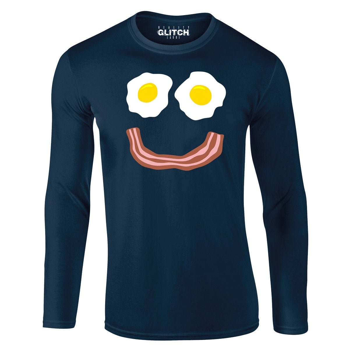 Image of Mens Bacon & Eggs Smile T-Shirt - Long Sleeve