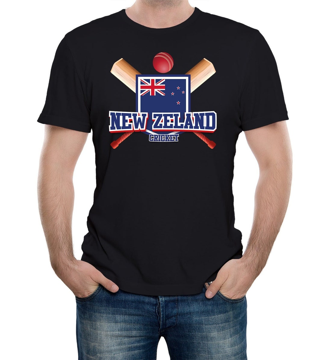 Mens New Zealand Cricket Supporter Flag Tshirt World Cup Etsy