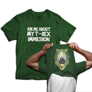 Ask Me About My T-Rex Impression Dinosaur Flip T-shirt pour homme Jurassic Déguisement image 2