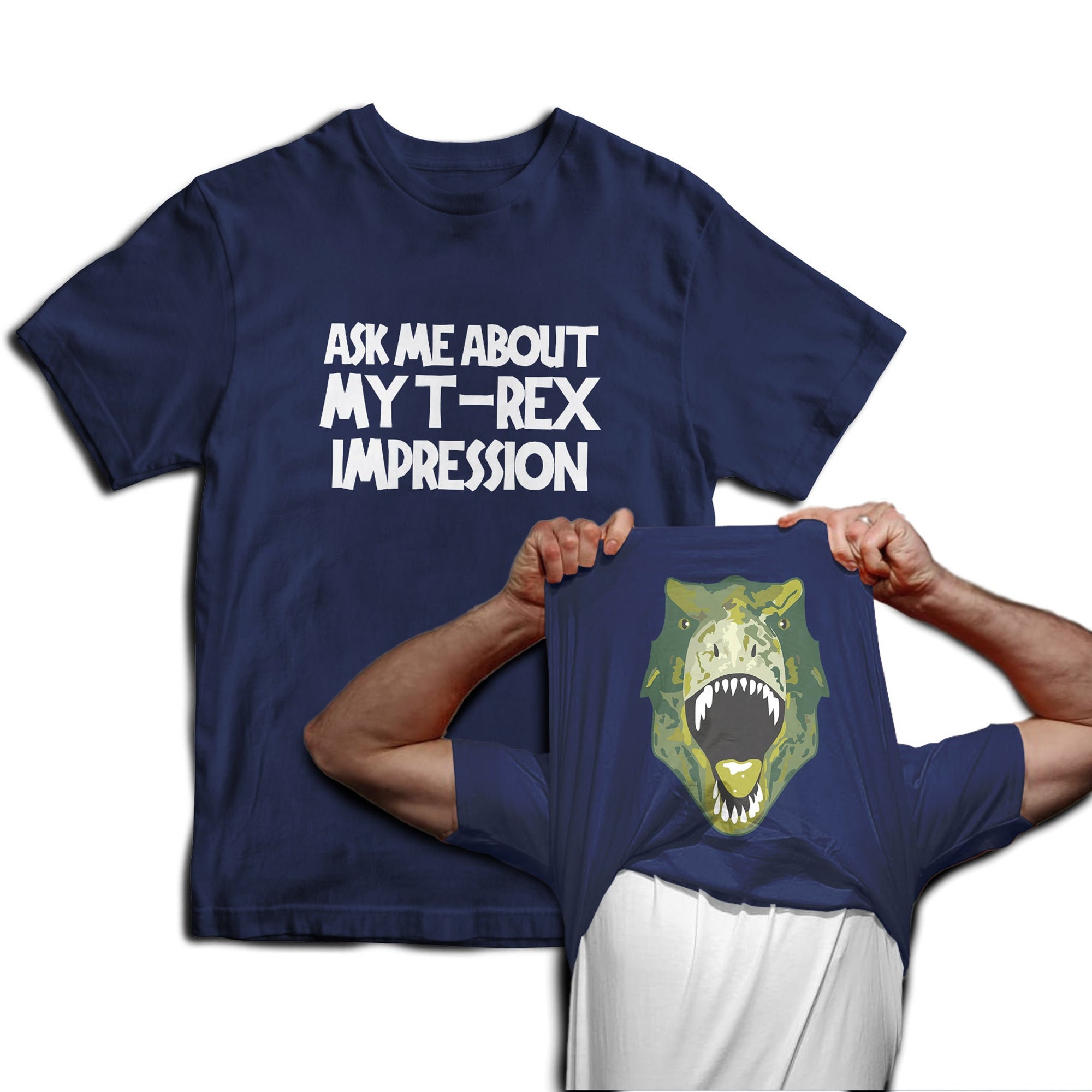 Discover Ask Me About My T-Rex Impression Dinosaur Flip Mens T-Shirt Jurassic Fancy Dress