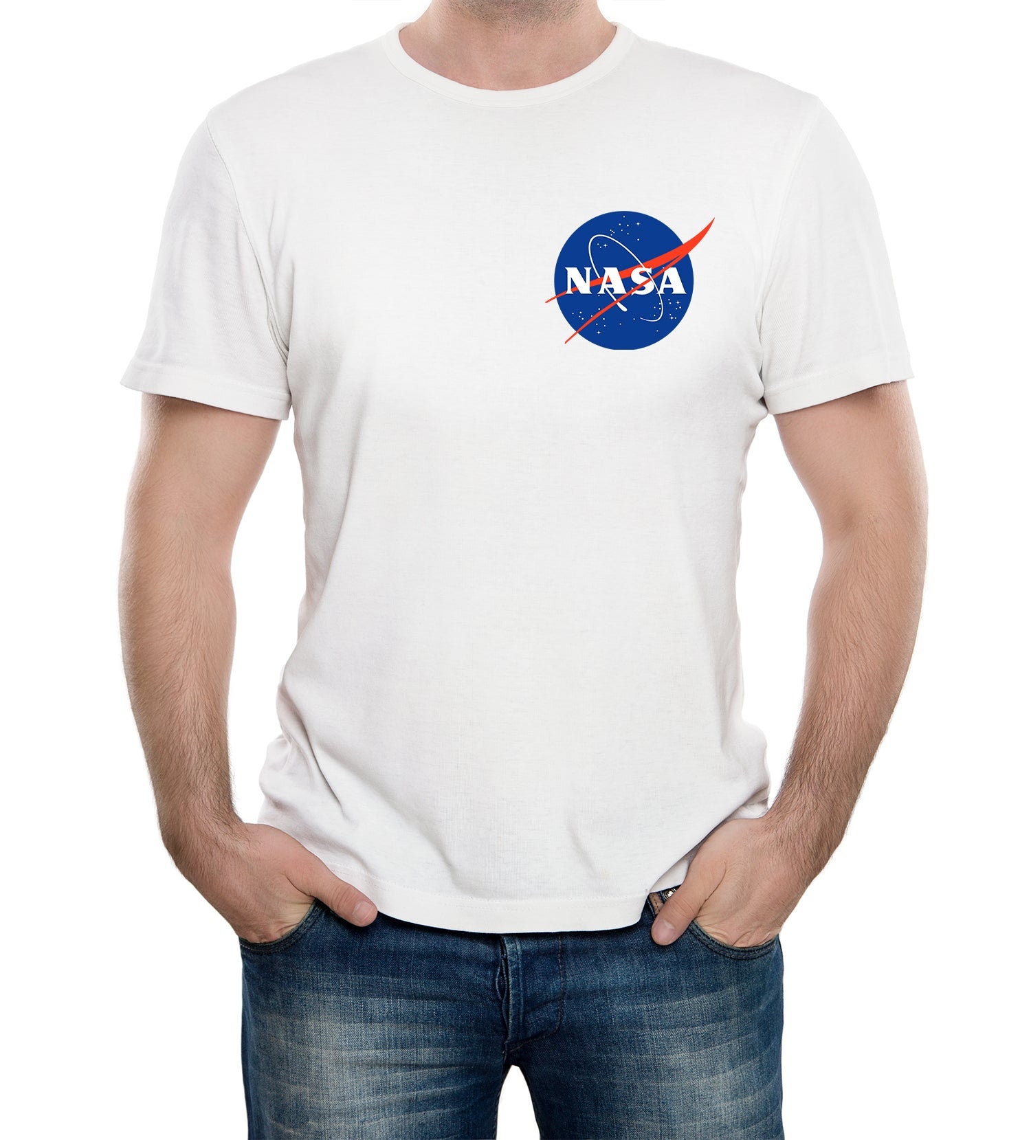 T-shirt Bambino NASA (Reality Glitch) Nera, Cotone, Girocollo, Astronave E Logo